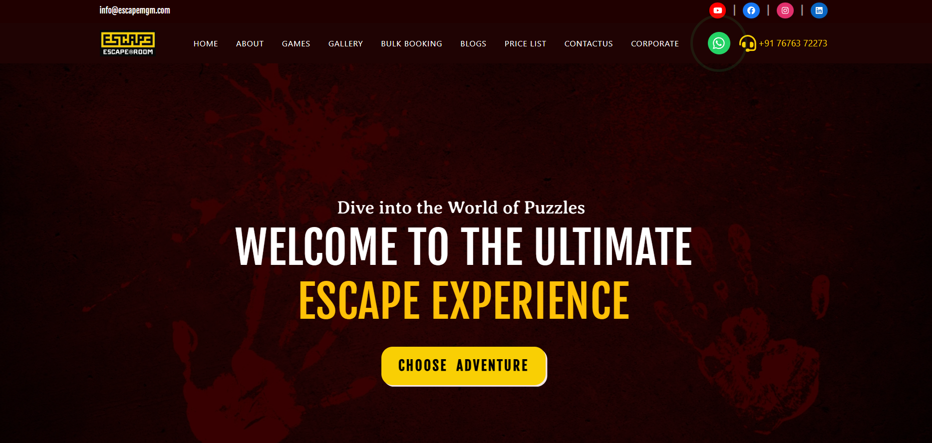 Escape Room Website Design & Development for Escape Room Koramangala