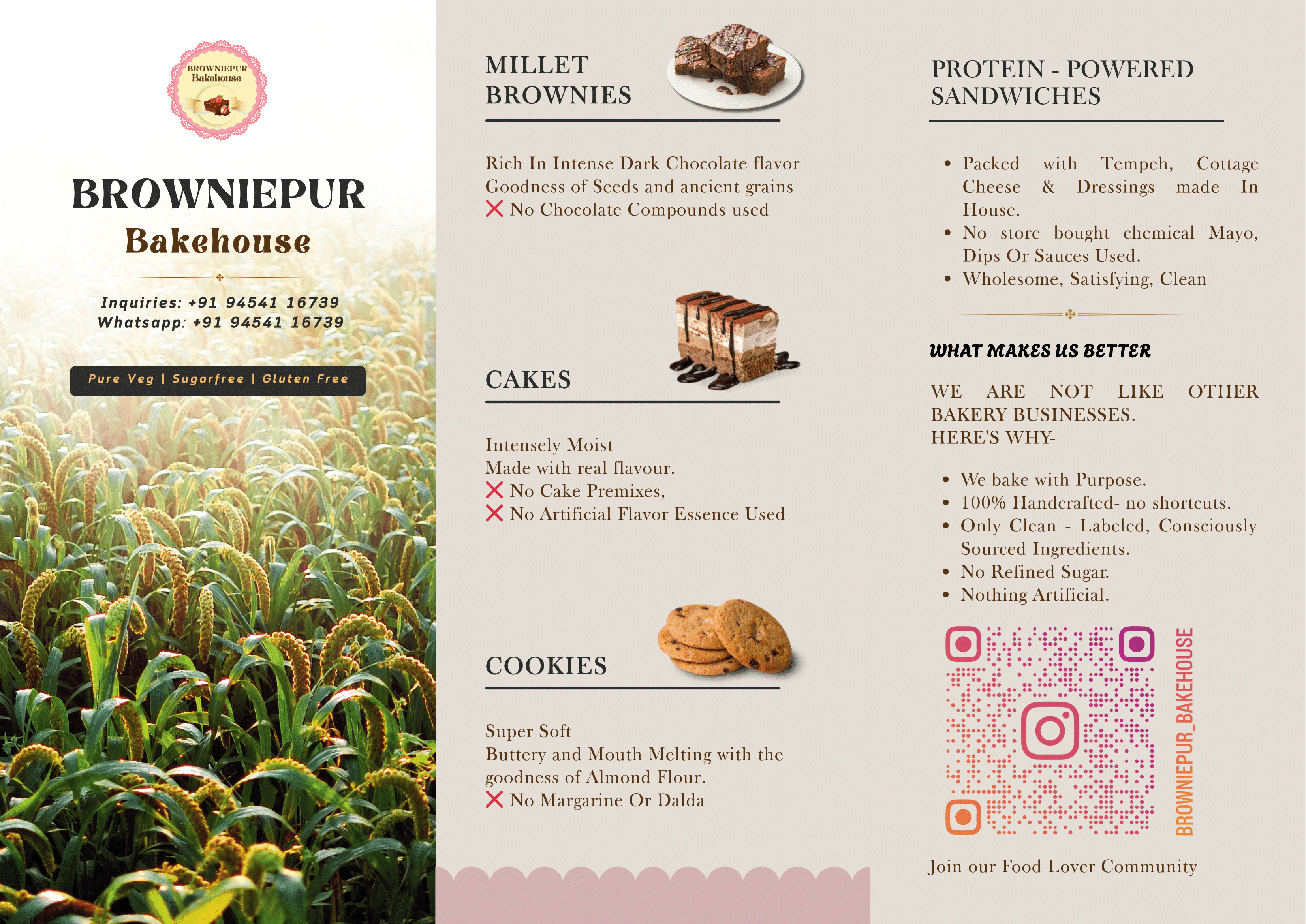 Browniepur Bakehouse Healthy Bakery and Millet Product Catalogue