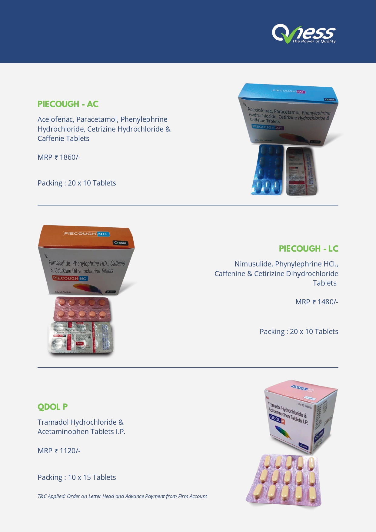 Qness Pharmaceuticals Product Catalogue