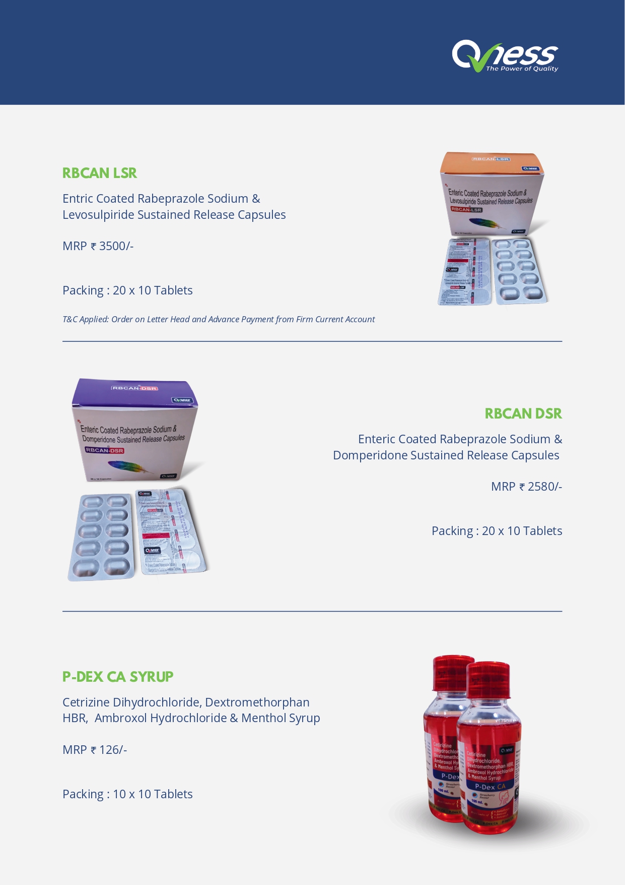 Qness Pharmaceuticals Product Catalogue