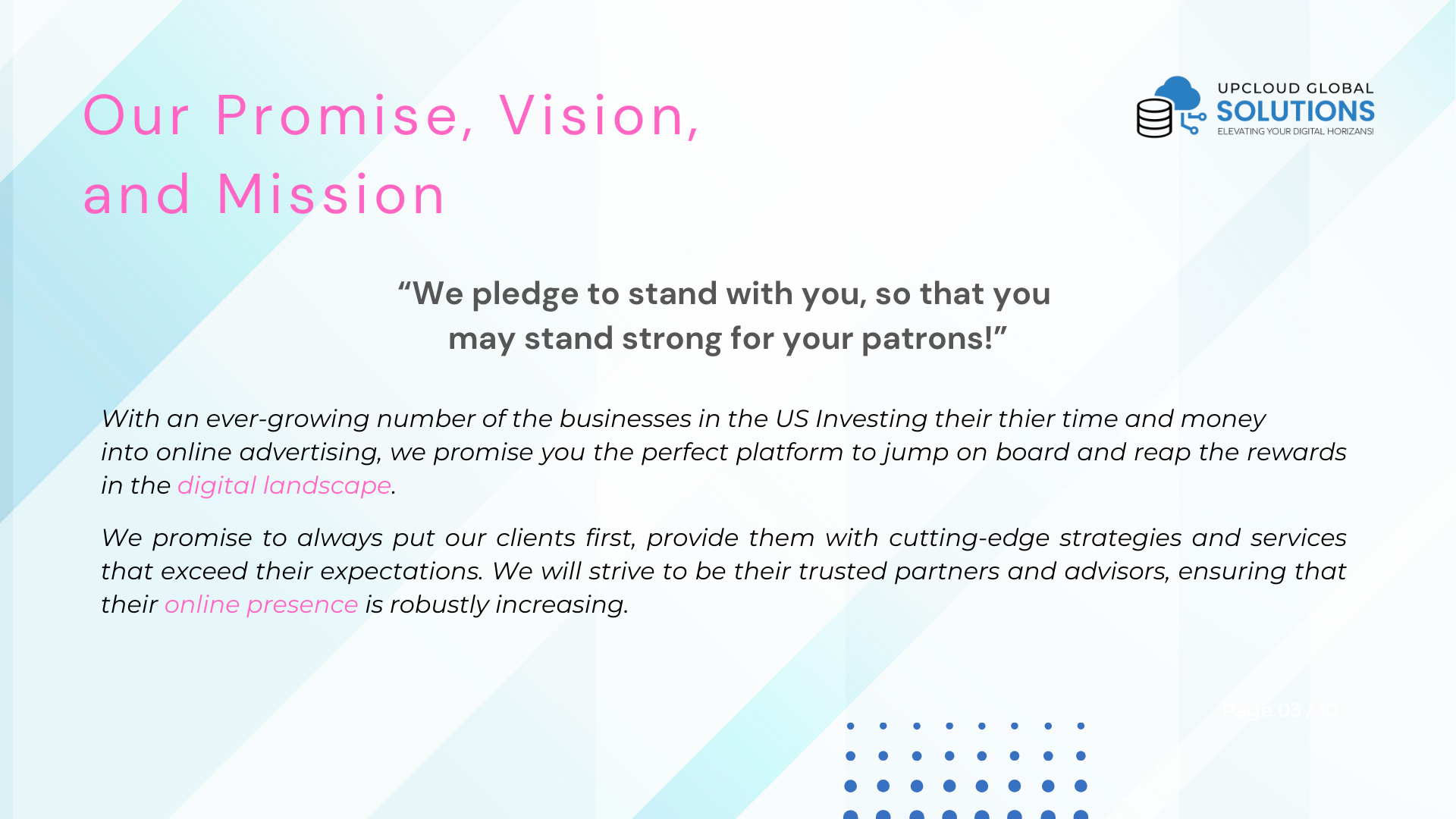UpCloud Global Solutions Company Profile Design