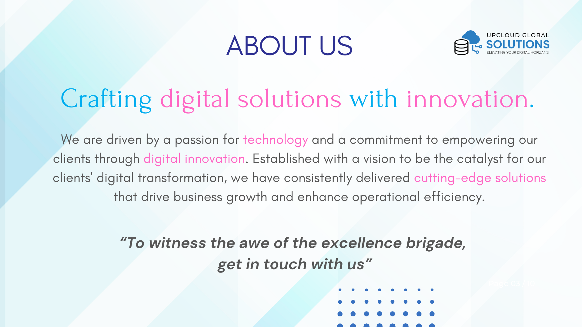 UpCloud Global Solutions Company Profile Design
