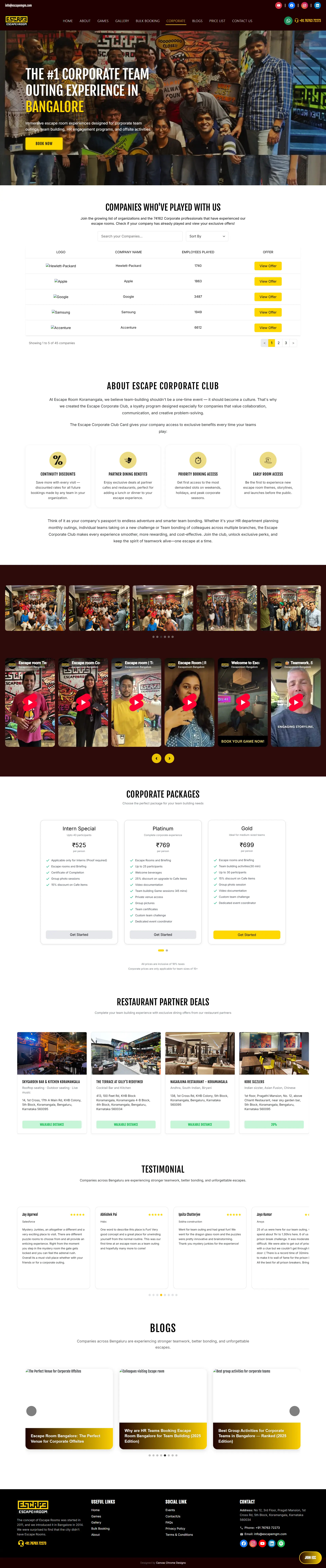Escape Room Koramangala — Immersive Escape Experience Website