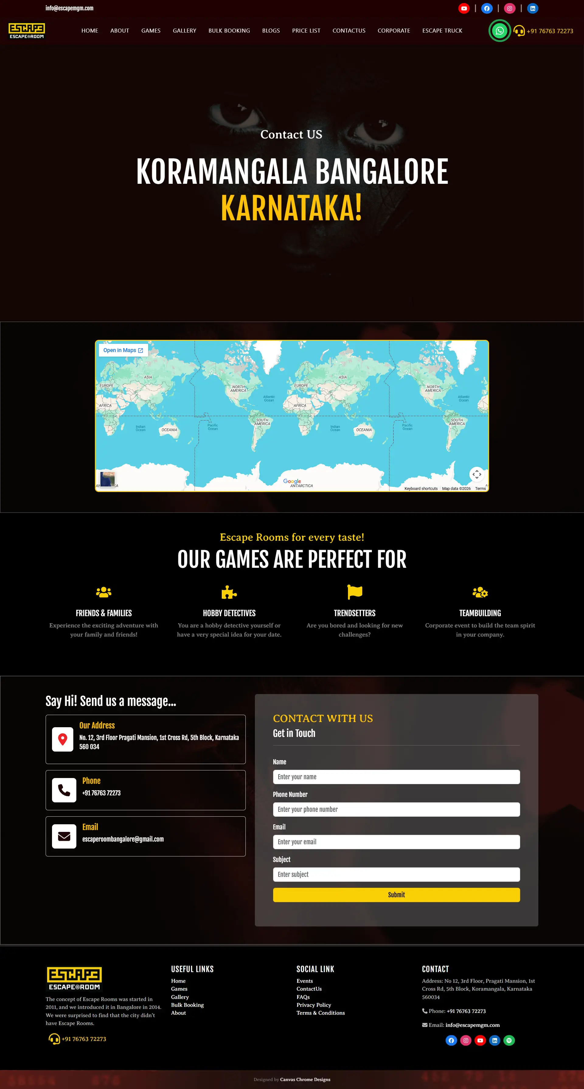 Escape Room Koramangala — Immersive Escape Experience Website