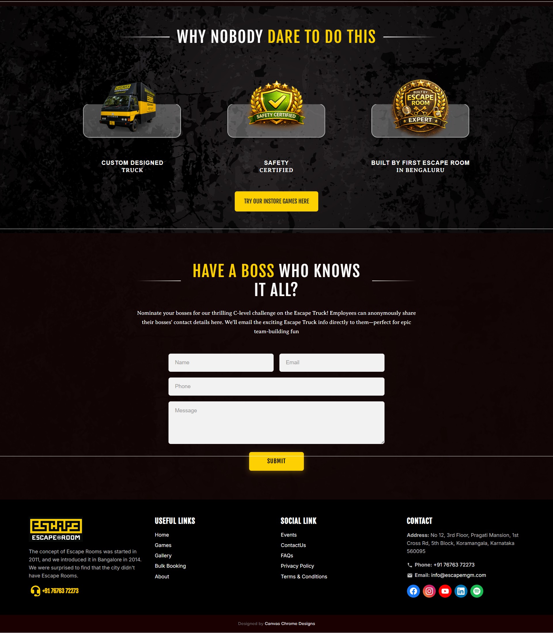 Escape Truck Website Design & Development for Escape Room MGM