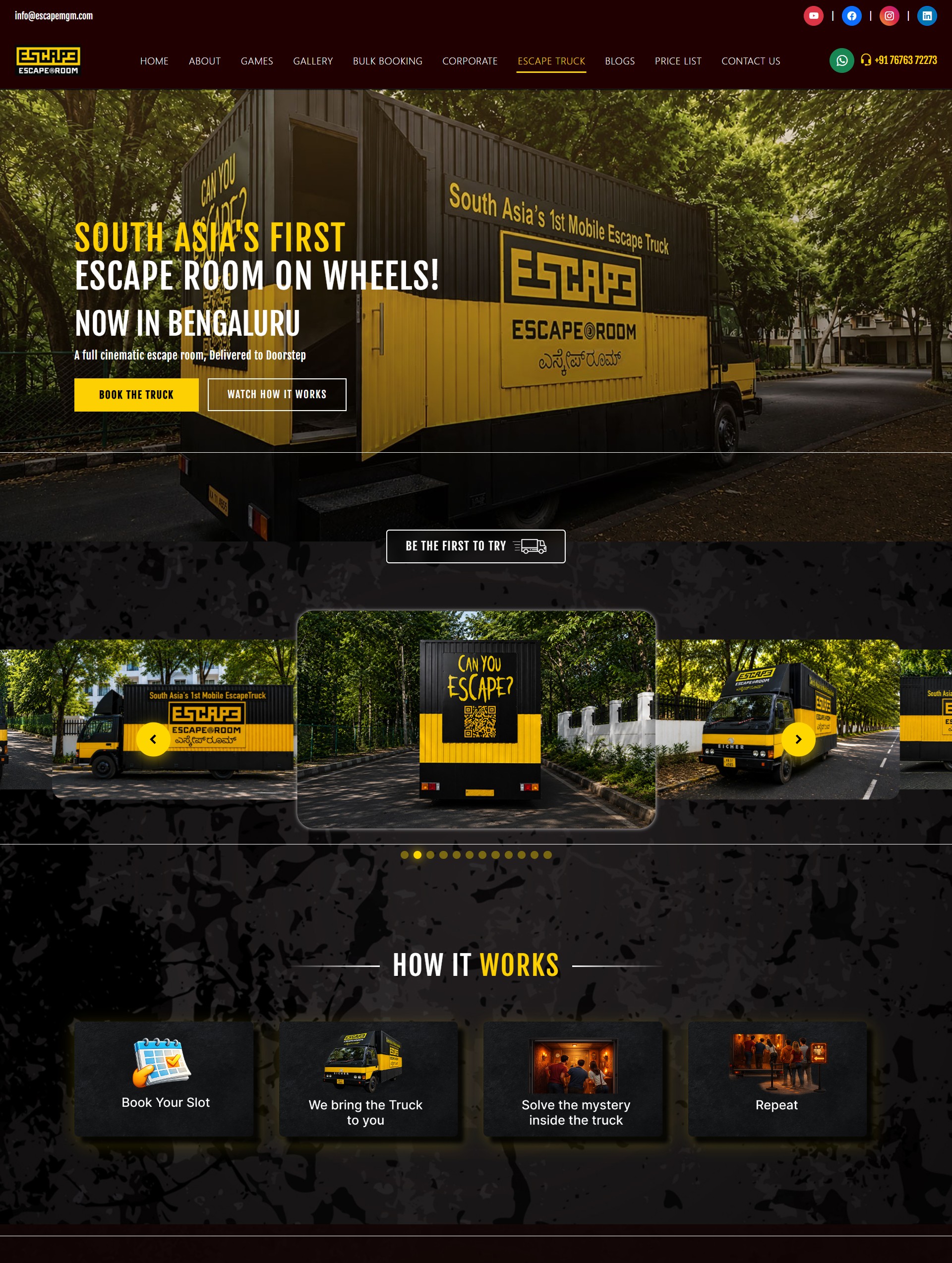 Escape Truck Website Design & Development for Escape Room MGM