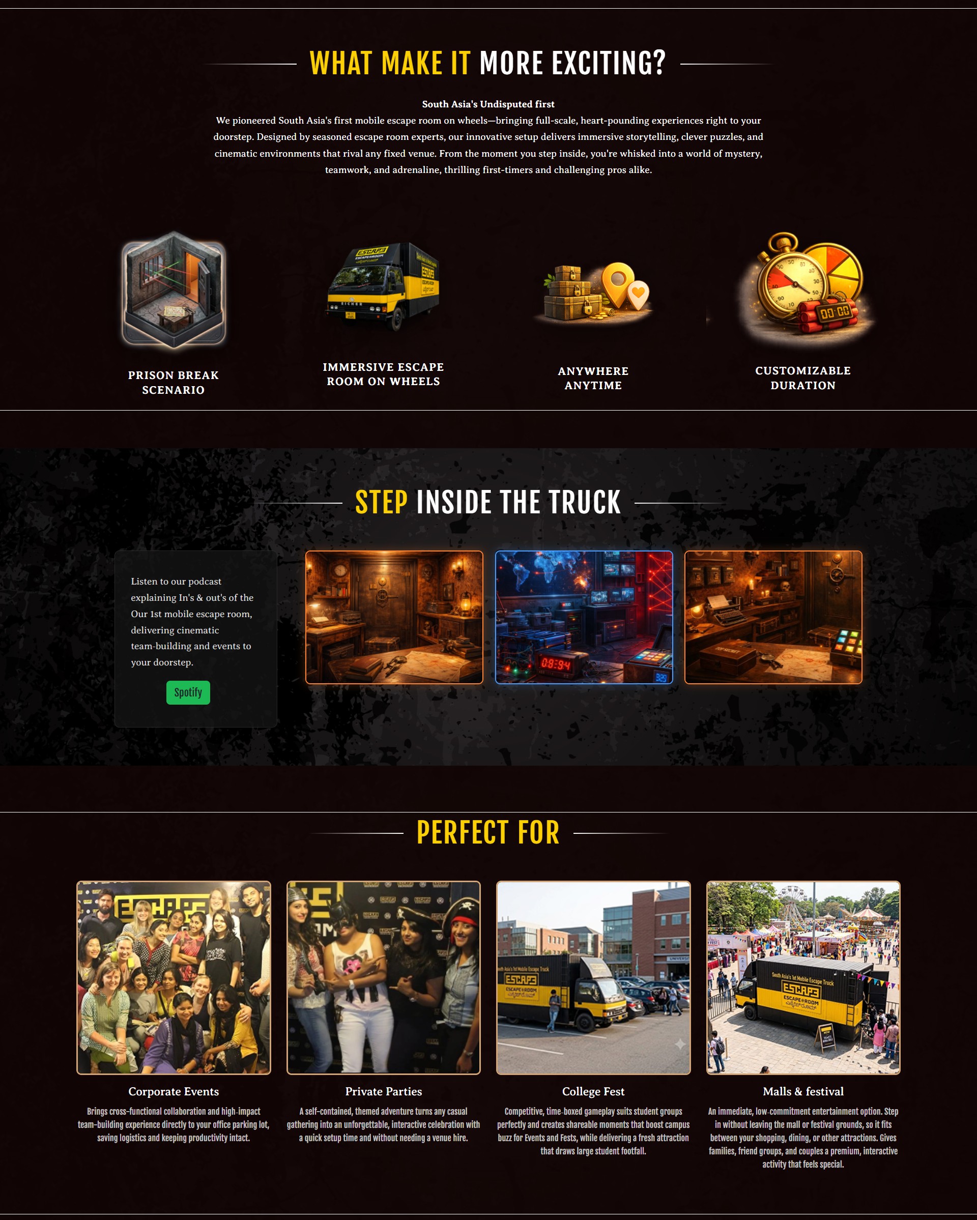 Escape Truck Website Design & Development for Escape Room MGM