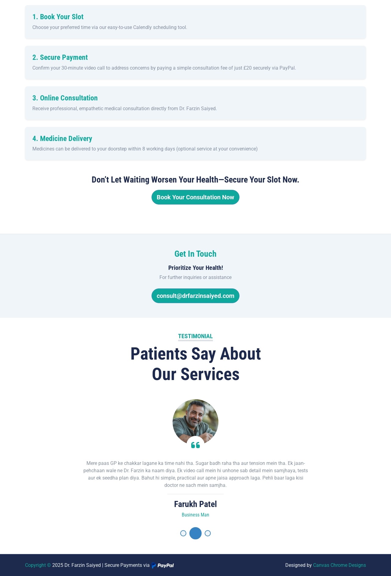 Dr. Farzin Saiyed — Private Medical Consultation Website