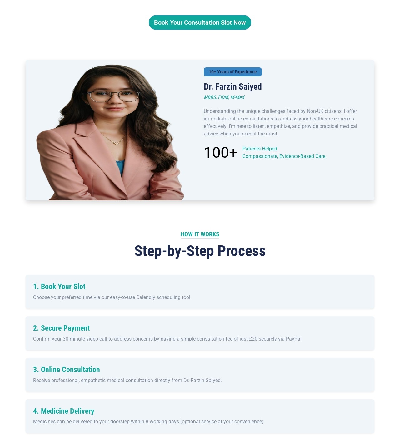 Dr. Farzin Saiyed — Private Medical Consultation Website
