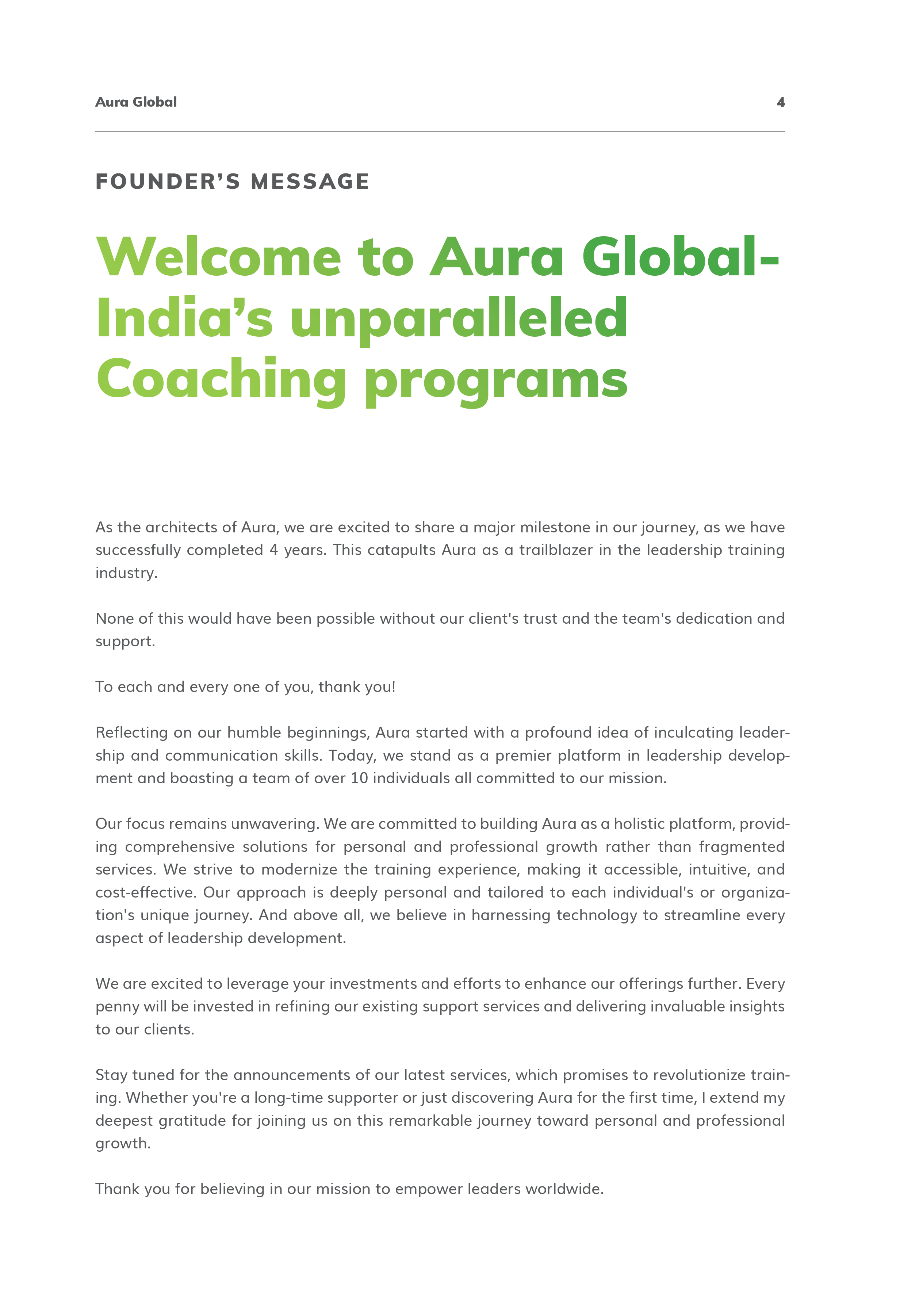 AURA Global Training & Consulting — Corporate Brochure