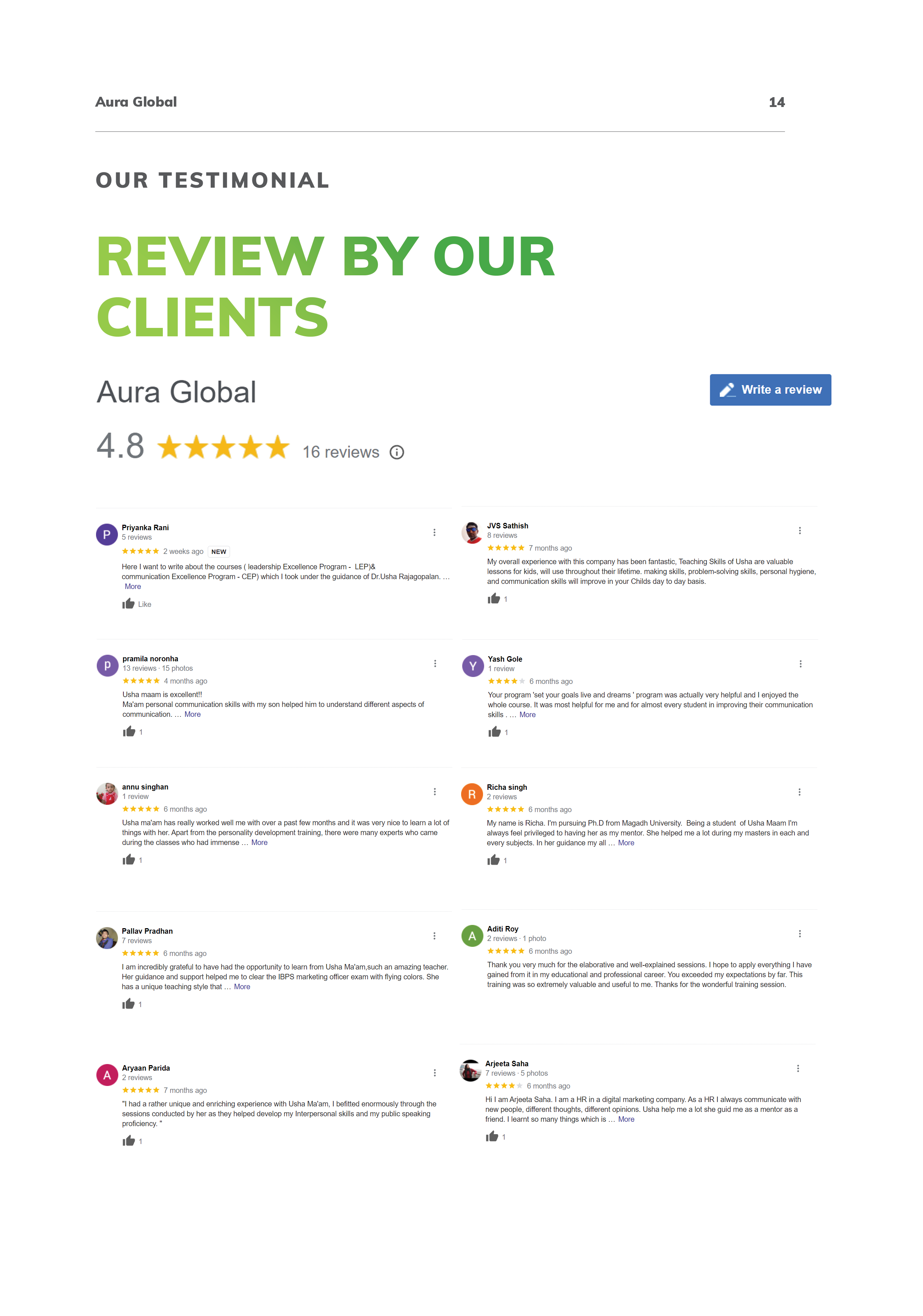 AURA Global Training & Consulting — Corporate Brochure