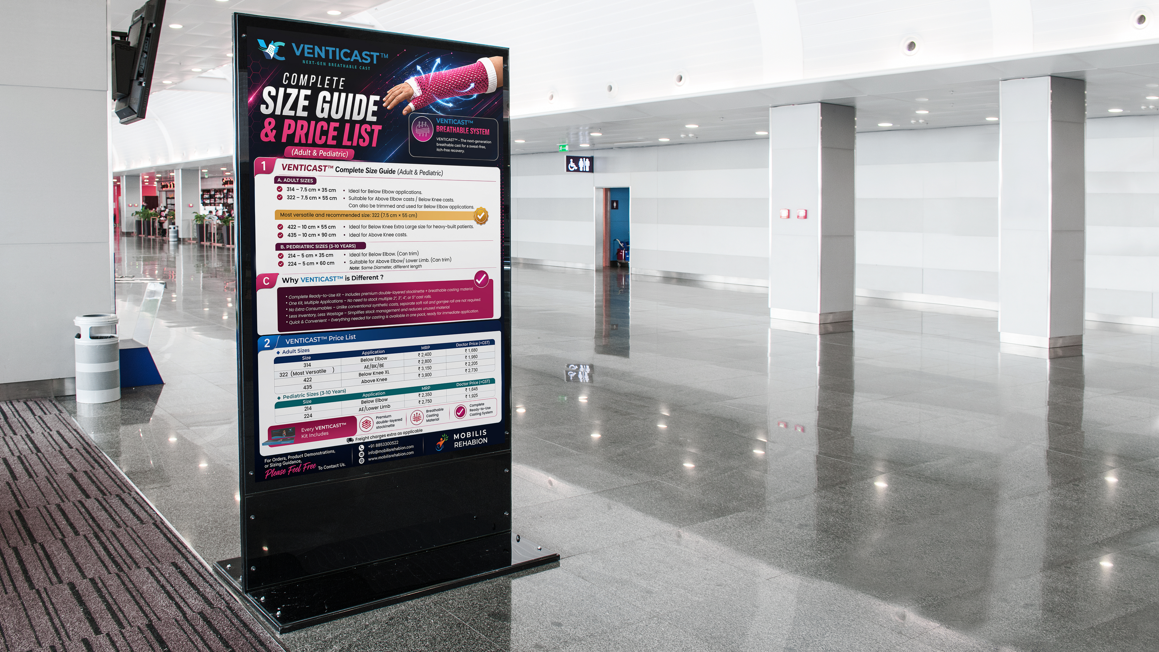 Venticast Standee Design for Healthcare