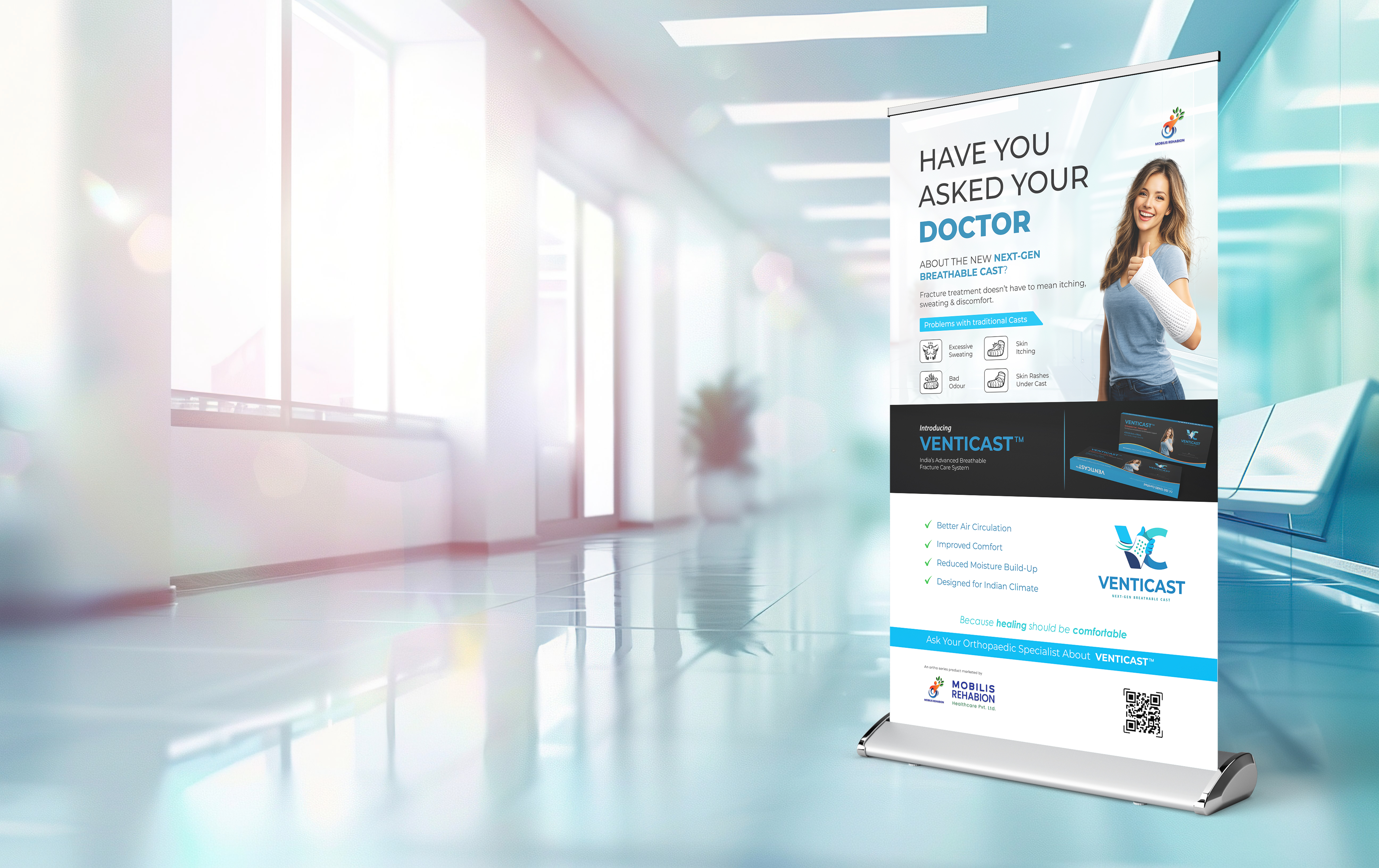 Venticast Standee Design for Healthcare
